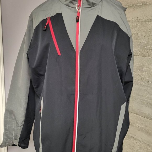 North End Apparel Interactive Colour Block Shell, Large, Black/Graphite/Red - Picture 1 of 10